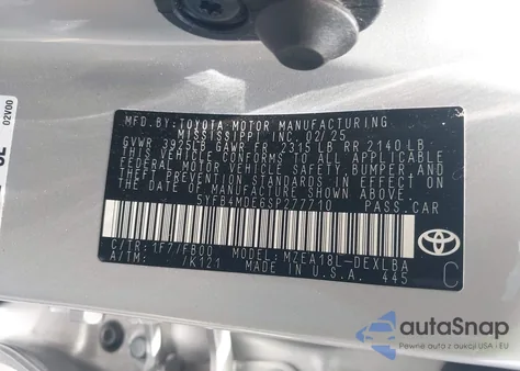 2025 Toyota Corolla Le из США, поврежденный, VIN 5YFB4MDE6SP277710